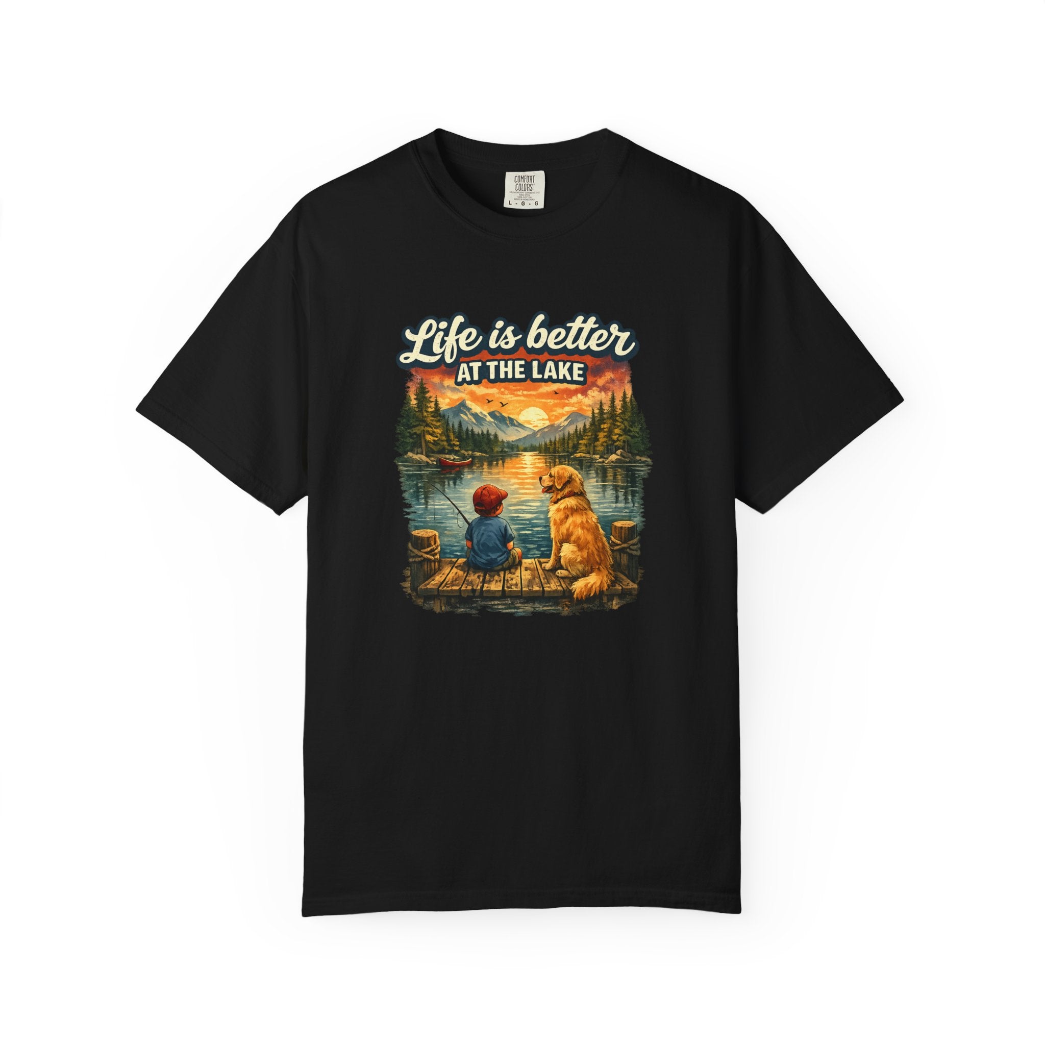 Life Is Better at the Lake T-shirt | Lake Fishing Camping Dog Sunset