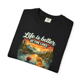 Life Is Better at the Lake T-shirt | Lake Fishing Camping Dog Sunset