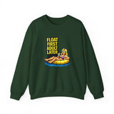 Crewneck Sweatshirt — "Float First, Adult Later" Pool Tube Graphic