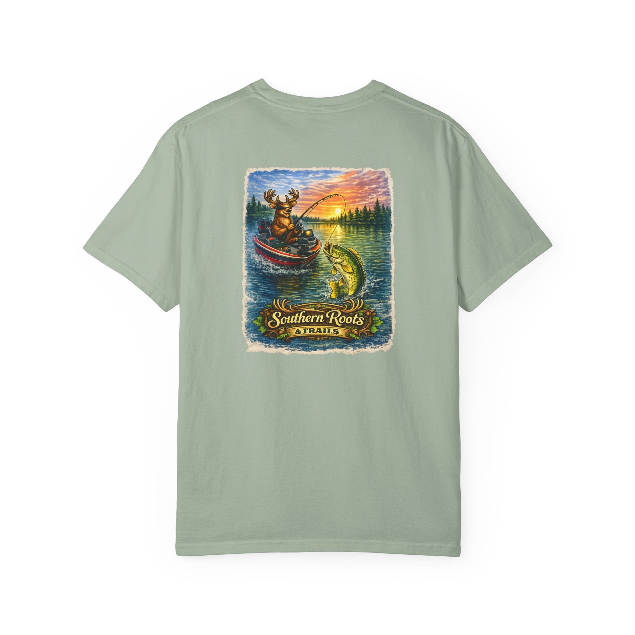 Funny Bass Fishing Deer T-Shirt — Deer Fishing on Bass Boat Tee