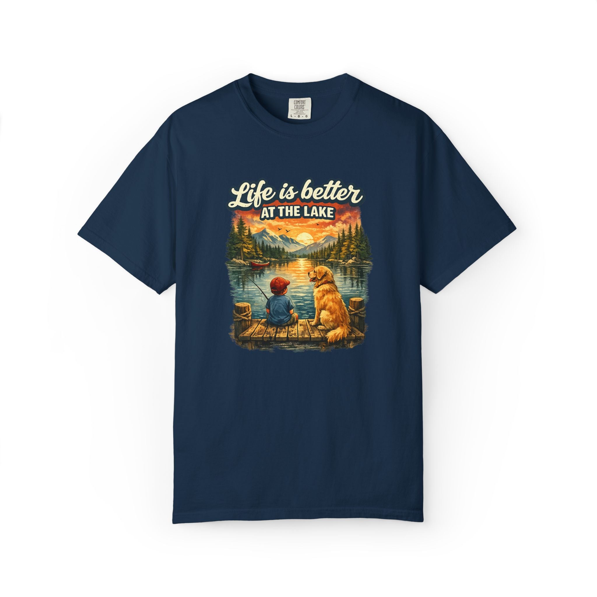 Life Is Better at the Lake T-shirt | Lake Fishing Camping Dog Sunset