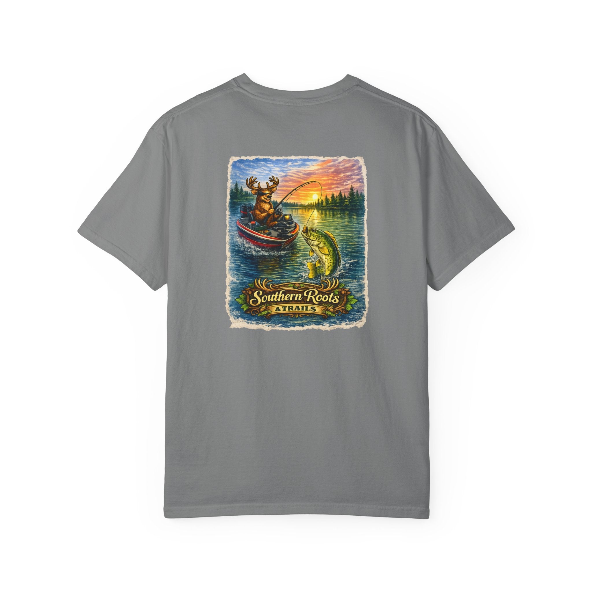 Funny Bass Fishing Deer T-Shirt — Deer Fishing on Bass Boat Tee