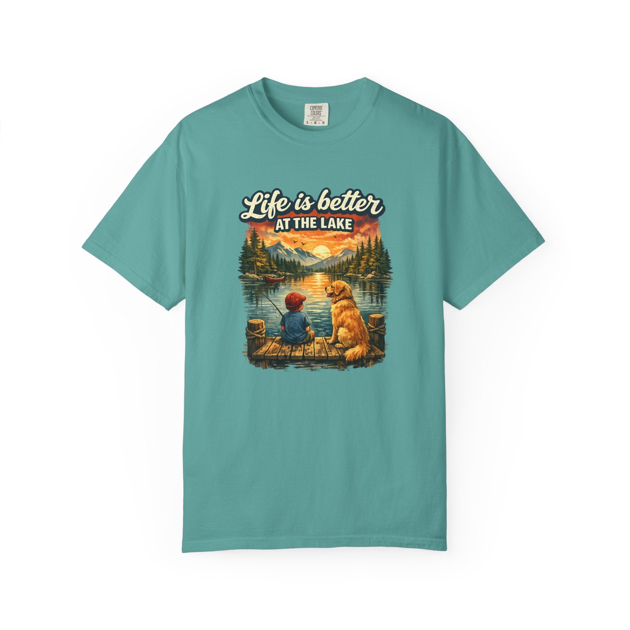 Life Is Better at the Lake T-shirt | Lake Fishing Camping Dog Sunset