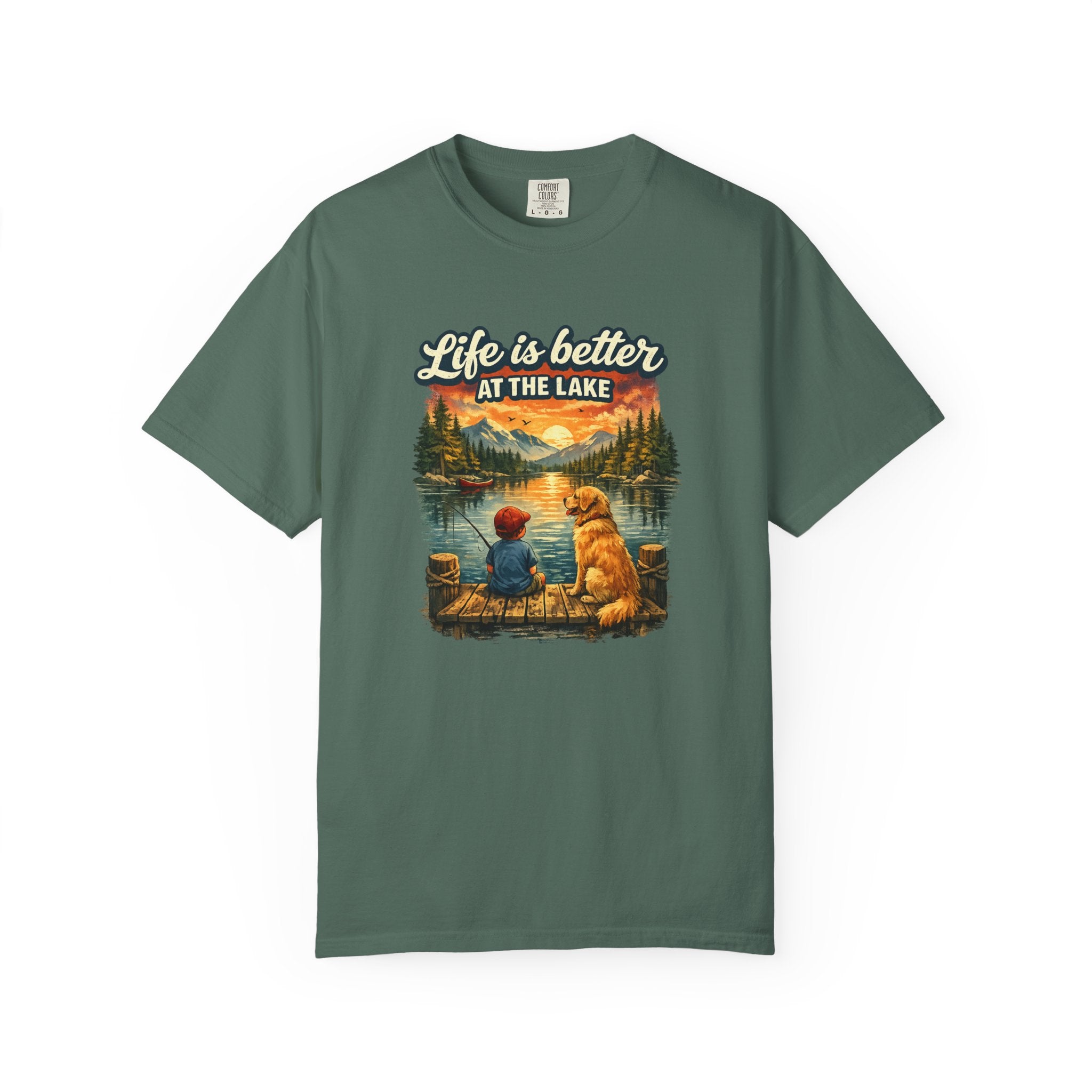 Life Is Better at the Lake T-shirt | Lake Fishing Camping Dog Sunset