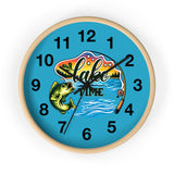 Lake Time fishing wall clock | bass fish, sunset lake graphic