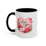 Love You Heart Floral Accent Coffee Mug | Roses, Envelope, Pink Hearts