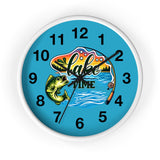 Lake Time fishing wall clock | bass fish, sunset lake graphic
