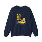 Crewneck Sweatshirt — "Float First, Adult Later" Pool Tube Graphic