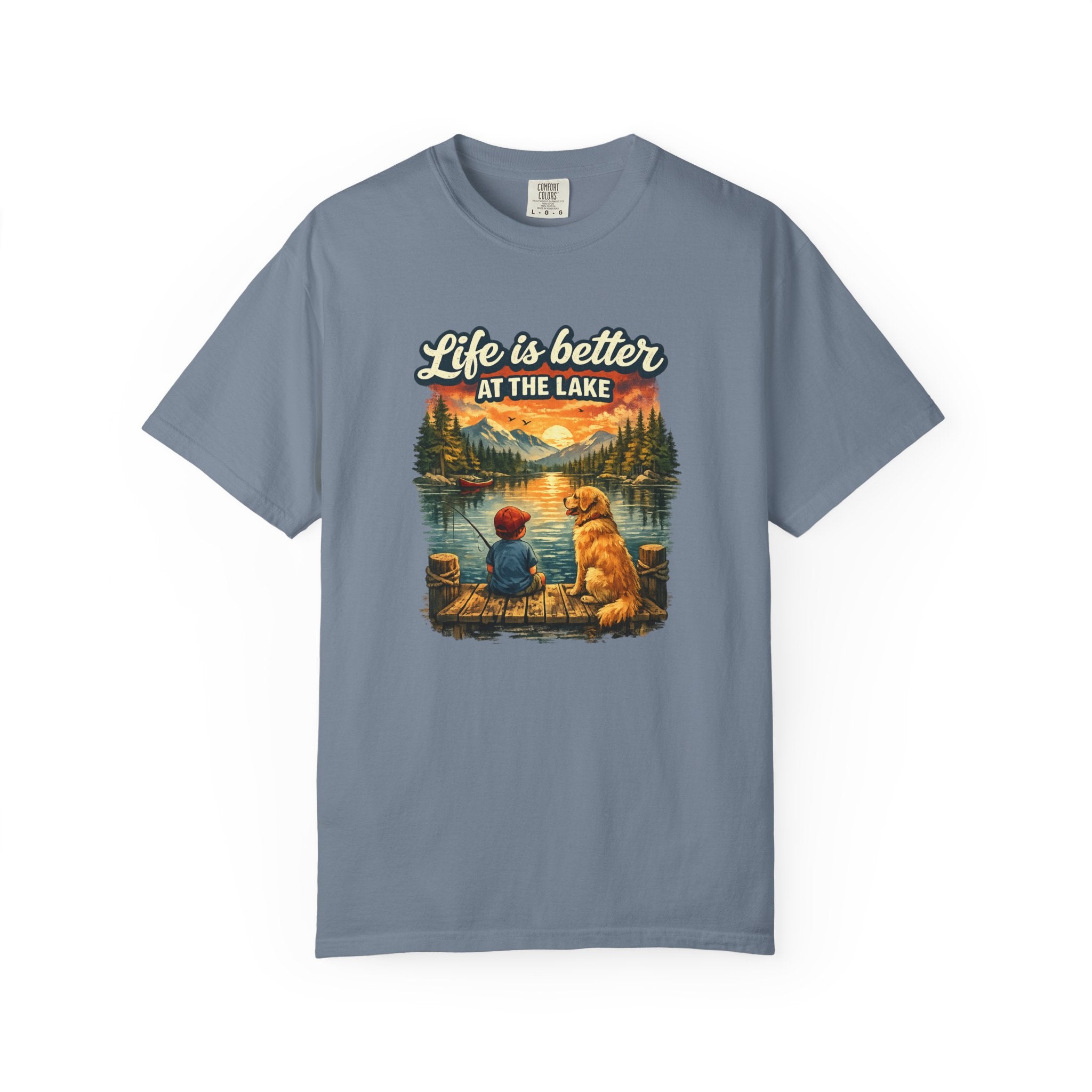 Life Is Better at the Lake T-shirt | Lake Fishing Camping Dog Sunset