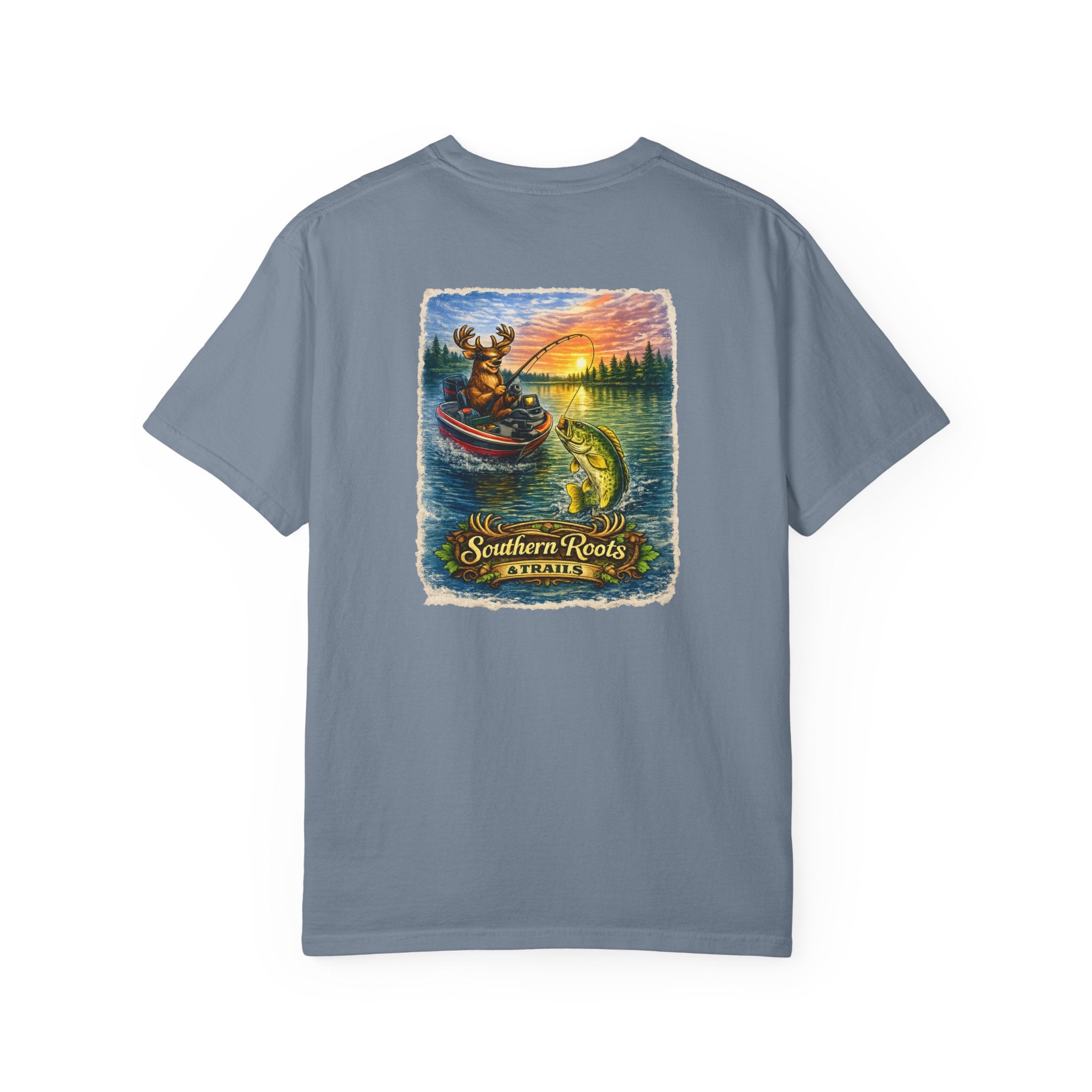 Funny Bass Fishing Deer T-Shirt — Deer Fishing on Bass Boat Tee