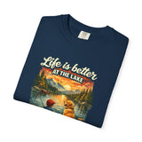 Life Is Better at the Lake T-shirt | Lake Fishing Camping Dog Sunset
