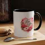 Love You Heart Floral Accent Coffee Mug | Roses, Envelope, Pink Hearts