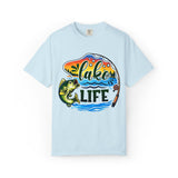 Lake Life fishing tee | Bass fish graphic tee, retro sunset water design