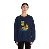 Crewneck Sweatshirt — "Float First, Adult Later" Pool Tube Graphic
