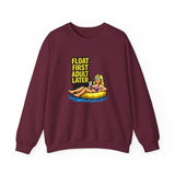 Crewneck Sweatshirt — "Float First, Adult Later" Pool Tube Graphic