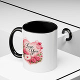 Love You Heart Floral Accent Coffee Mug | Roses, Envelope, Pink Hearts