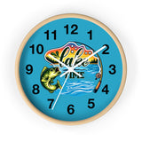 Lake Time fishing wall clock | bass fish, sunset lake graphic