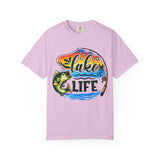 Lake Life fishing tee | Bass fish graphic tee, retro sunset water design