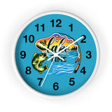 Lake Time fishing wall clock | bass fish, sunset lake graphic