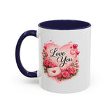 Love You Heart Floral Accent Coffee Mug | Roses, Envelope, Pink Hearts