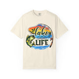 Lake Life fishing tee | Bass fish graphic tee, retro sunset water design
